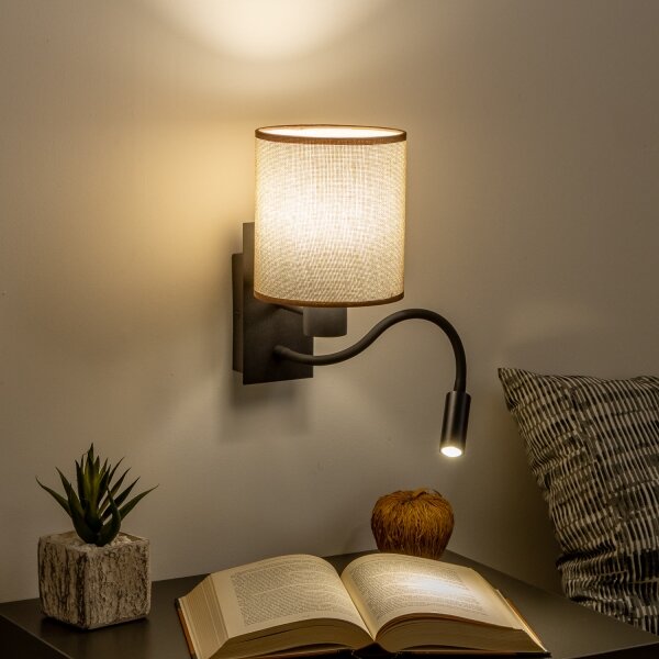Brilagi - LED Аплик NUBILA 1xE27/25W/230V + LED/3W черен/кафяв