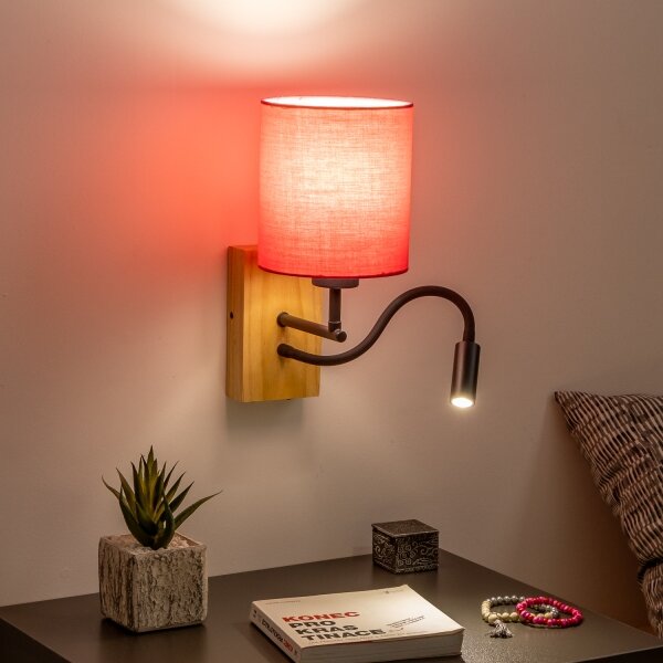 Brilagi - LED Аплик NUBILA WOOD 1xE27/25W/230V + LED/3W дъб/розов