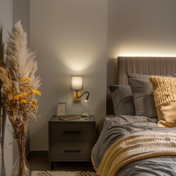 Brilagi - LED Аплик NUBILA WOOD 1xE27/25W/230V + LED/3W дъб/антрацит