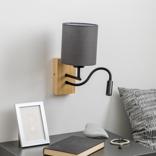 Brilagi - LED Аплик NUBILA WOOD 1xE27/25W/230V + LED/3W дъб/антрацит