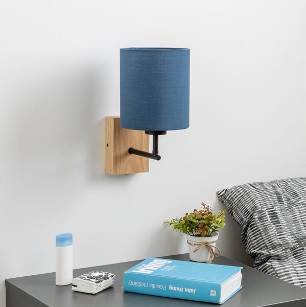 Brilagi - Аплик NUBILA WOOD 1xE27/25W/230V дъб/тъмносин