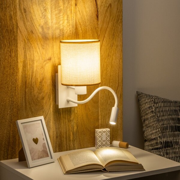 Brilagi - LED Аплик NUBILA 1xE27/25W/230V +LED/3W бял/светлокафяво