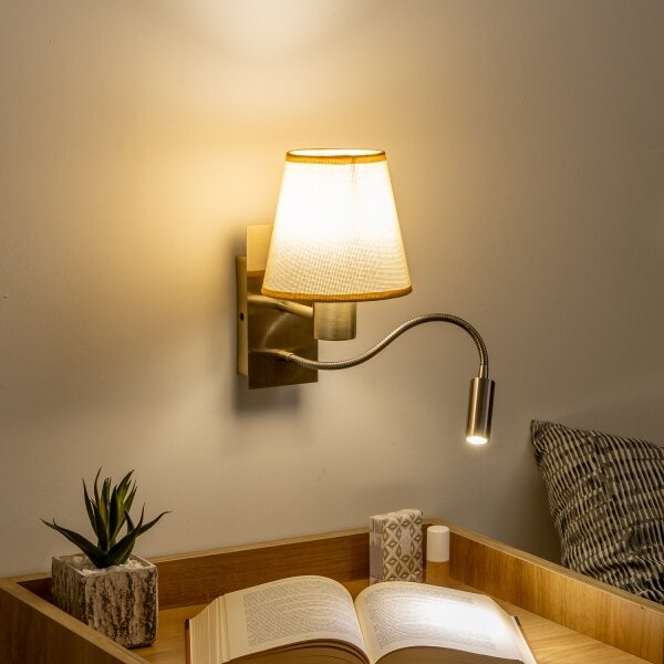 Brilagi - LED Аплик NUBILA 1xE27/25W/230V+LED/3W месинг/светлокафяво
