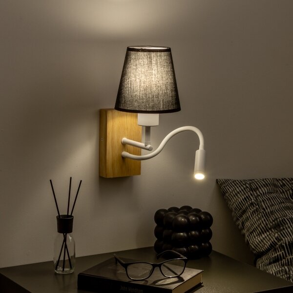 Brilagi - LED Аплик NUBILA WOOD 1xE27/25W/230V + LED/3W дъб/черен