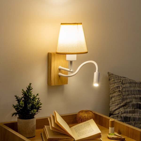 Brilagi - LED Аплик NUBILA WOOD 1xE27/25W/230V +LED/3W дъб/светлокафяво