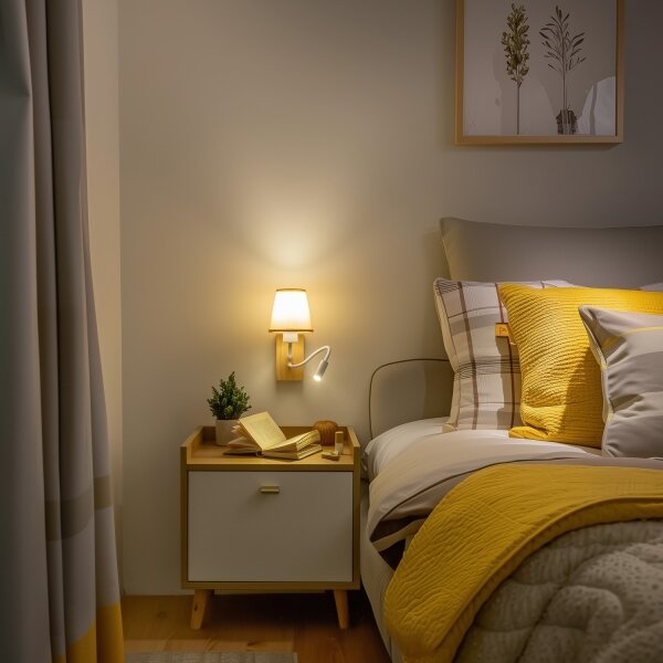 Brilagi - LED Аплик NUBILA WOOD 1xE27/25W/230V +LED/3W дъб/светлокафяво