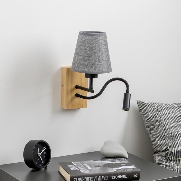 Brilagi - LED Аплик NUBILA WOOD 1xE27/25W/230V + LED/3W дъб/сив