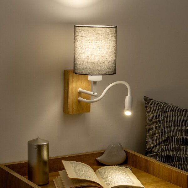 Brilagi - LED Аплик NUBILA WOOD 1xE27/25W/230V + LED/3W дъб/антрацит