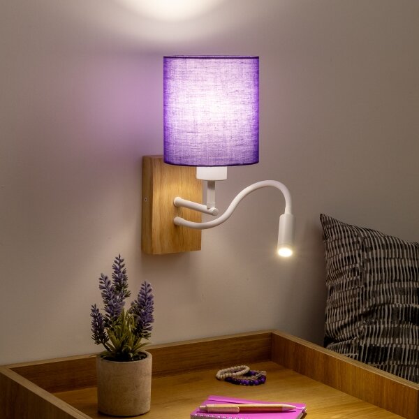 Brilagi - LED Аплик NUBILA WOOD 1xE27/25W/230V + LED/3W дъб/лилава