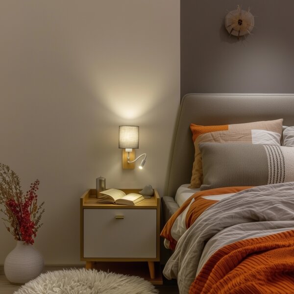 Brilagi - LED Аплик NUBILA WOOD 1xE27/25W/230V + LED/3W дъб/антрацит