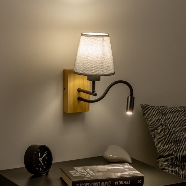 Brilagi - LED Аплик NUBILA WOOD 1xE27/25W/230V + LED/3W дъб/сив