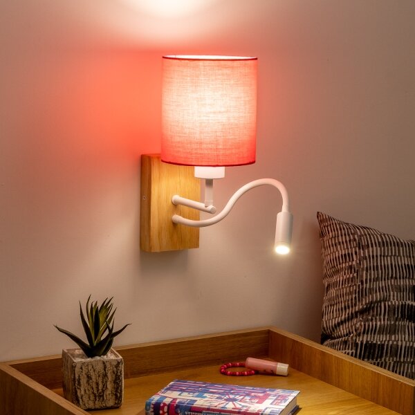 Brilagi - LED Аплик NUBILA WOOD 1xE27/25W/230V + LED/3W дъб/розов