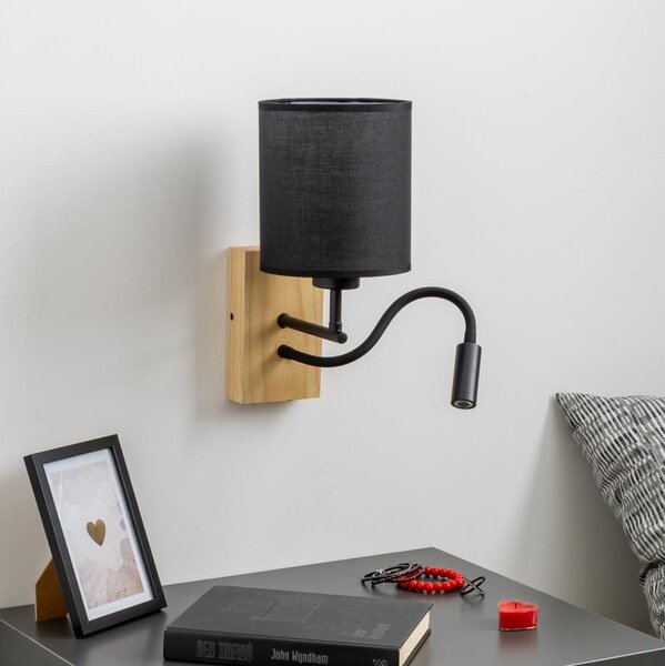 Brilagi - LED Аплик NUBILA WOOD 1xE27/25W/230V + LED/3W дъб/черен