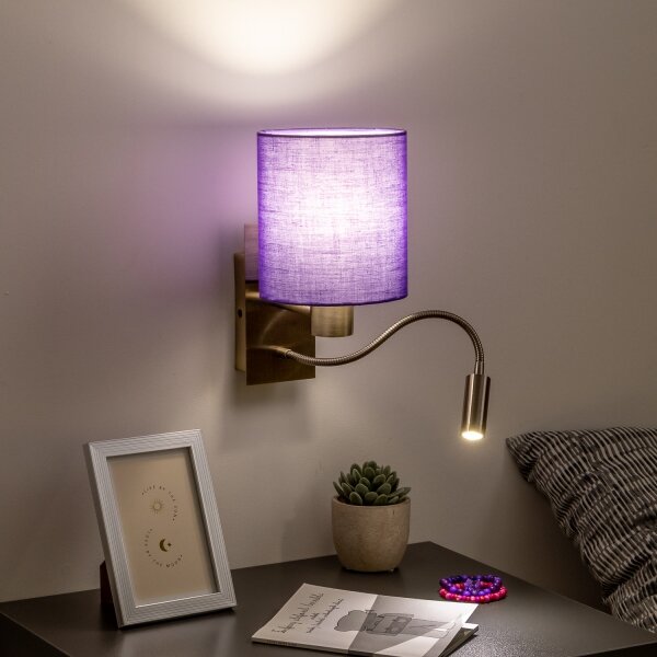 Brilagi - LED Аплик NUBILA 1xE27/25W/230V + LED/3W месинг/лилава