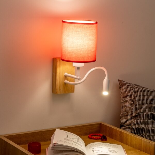 Brilagi - LED Аплик NUBILA WOOD 1xE27/25W/230V + LED/3W дъб/червен