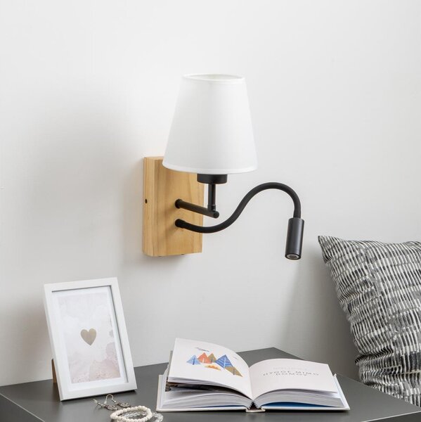 Brilagi - LED Аплик NUBILA WOOD 1xE27/25W/230V + LED/3W дъб/бял