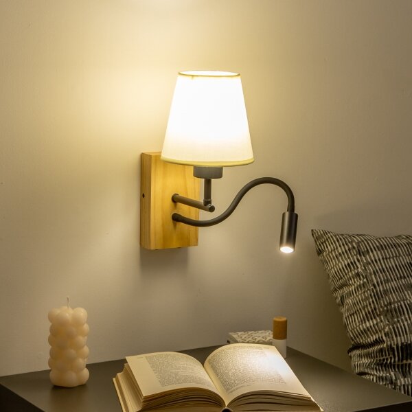 Brilagi - LED Аплик NUBILA WOOD 1xE27/25W/230V + LED/3W дъб/бял
