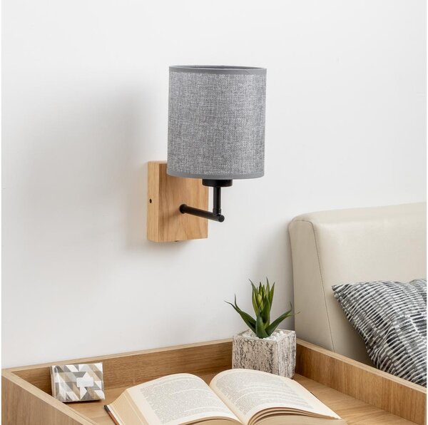 Brilagi - Аплик NUBILA WOOD 1xE27/25W/230V дъб/сив