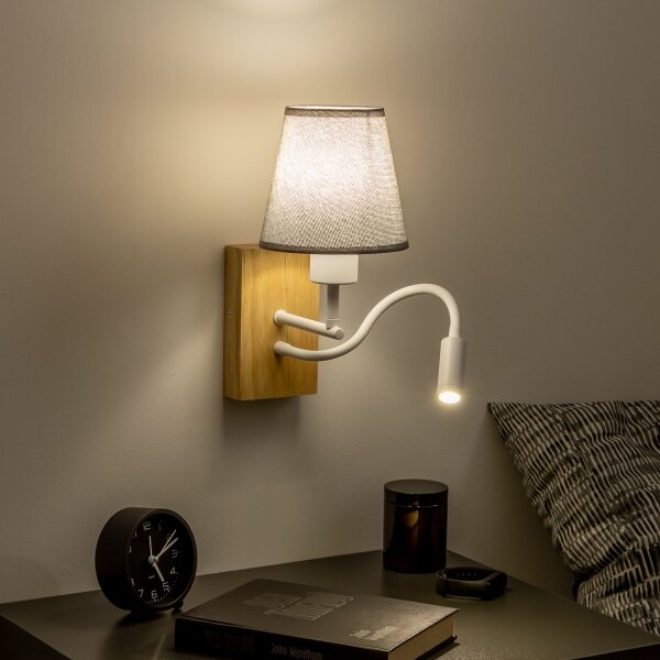 Brilagi - LED Аплик NUBILA WOOD 1xE27/25W/230V + LED/3W дъб/сив