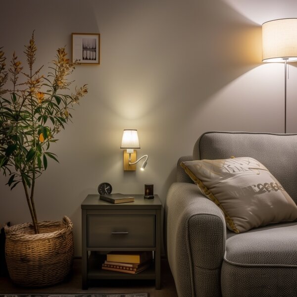 Brilagi - LED Аплик NUBILA WOOD 1xE27/25W/230V + LED/3W дъб/сив