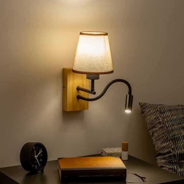 Brilagi - LED Аплик NUBILA WOOD 1xE27/25W/230V + LED/3W дъб/кафяв