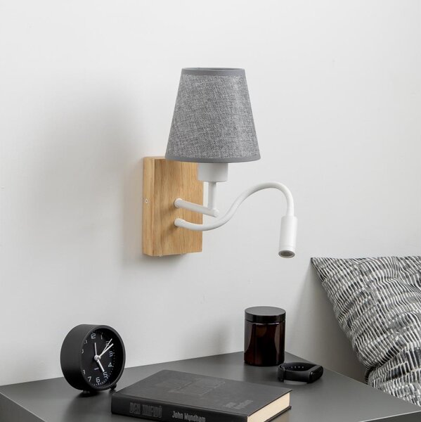 Brilagi - LED Аплик NUBILA WOOD 1xE27/25W/230V + LED/3W дъб/сив