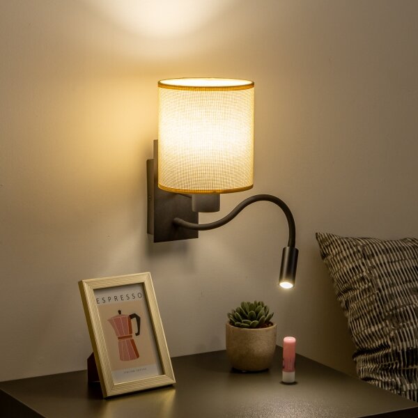 Brilagi - LED Аплик NUBILA 1xE27/25W/230V+LED/3W черен/светлокафяво
