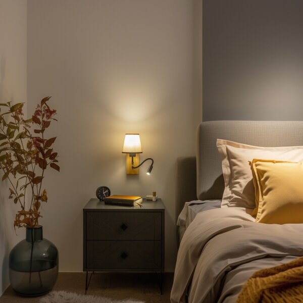 Brilagi - LED Аплик NUBILA WOOD 1xE27/25W/230V + LED/3W дъб/кафяв