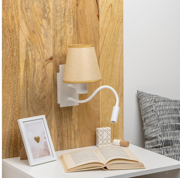 Brilagi - LED Аплик NUBILA 1xE27/25W/230V +LED/3W бял/светлокафяво