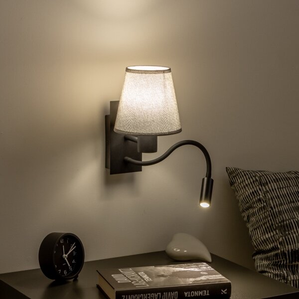 Brilagi - LED Аплик NUBILA 1xE27/25W/230V + LED/3W черен/сив