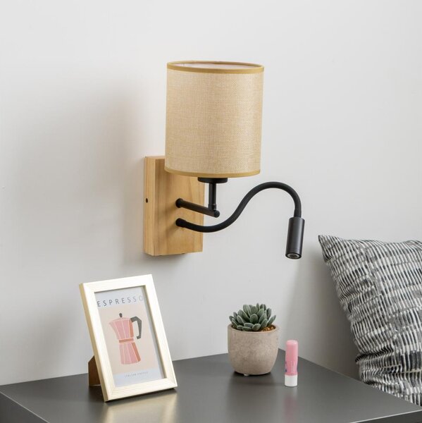 Brilagi - LED Аплик NUBILA WOOD 1xE27/25W/230V +LED/3W дъб/светлокафяво