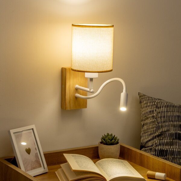 Brilagi - LED Аплик NUBILA WOOD 1xE27/25W/230V +LED/3W дъб/светлокафяво