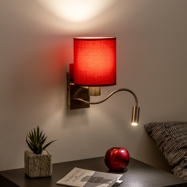 Brilagi-LED Аплик NUBILA 1xE27/25W/230V+LED/3W месинг/Помпейски червен