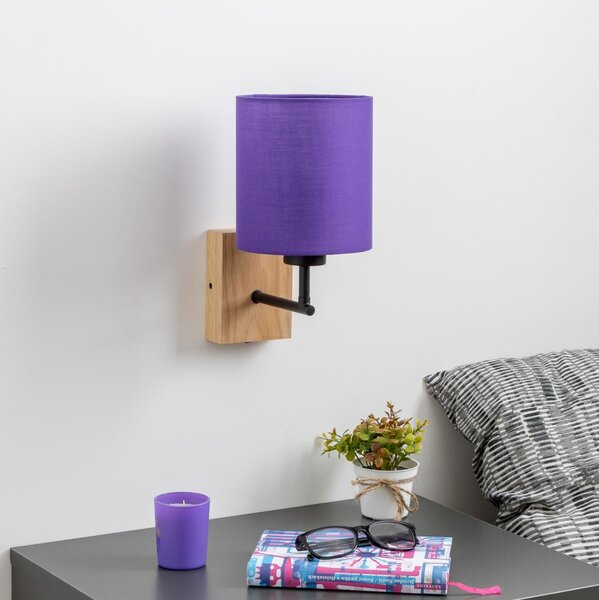 Brilagi - Аплик NUBILA WOOD 1xE27/25W/230V дъб/лилава