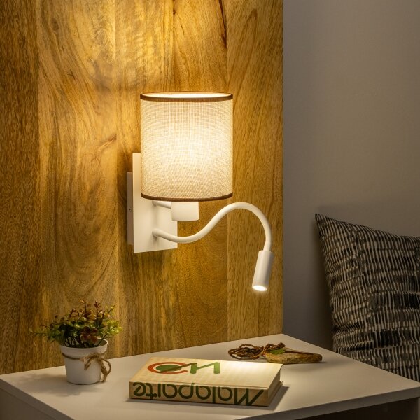 Brilagi - LED Аплик NUBILA 1xE27/25W/230V + LED/3W бял/кафяв