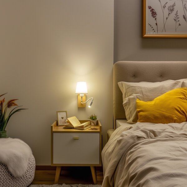 Brilagi - LED Аплик NUBILA WOOD 1xE27/25W/230V + LED/3W дъб/бял