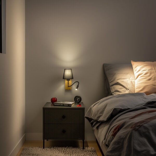 Brilagi - LED Аплик NUBILA WOOD 1xE27/25W/230V + LED/3W дъб/черен