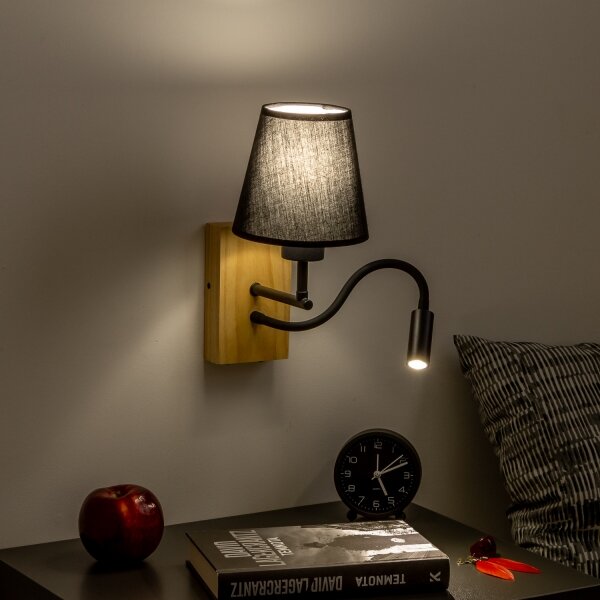 Brilagi - LED Аплик NUBILA WOOD 1xE27/25W/230V + LED/3W дъб/черен