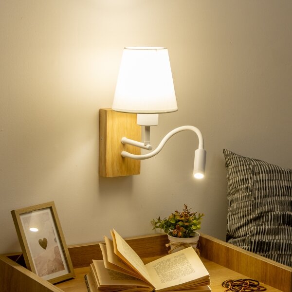 Brilagi - LED Аплик NUBILA WOOD 1xE27/25W/230V + LED/3W дъб/бял