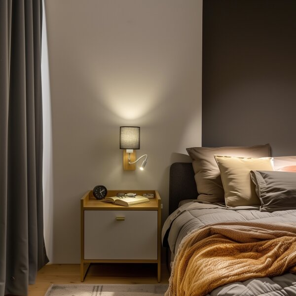 Brilagi - LED Аплик NUBILA WOOD 1xE27/25W/230V + LED/3W дъб/черен