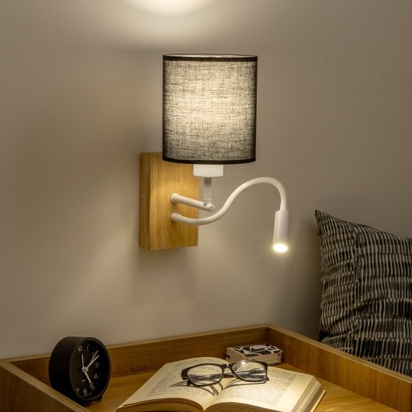 Brilagi - LED Аплик NUBILA WOOD 1xE27/25W/230V + LED/3W дъб/черен
