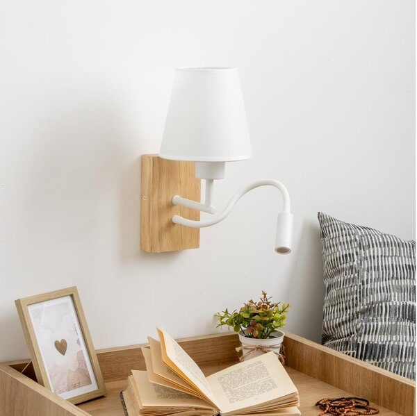 Brilagi - LED Аплик NUBILA WOOD 1xE27/25W/230V + LED/3W дъб/бял