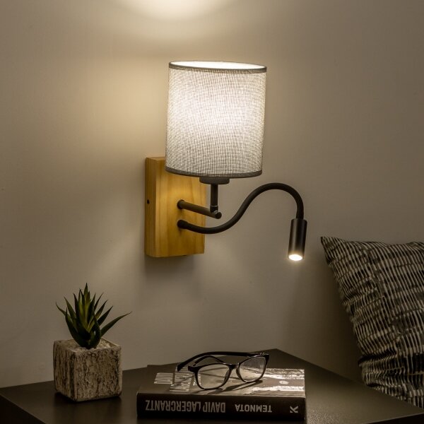 Brilagi - LED Аплик NUBILA WOOD 1xE27/25W/230V + LED/3W дъб/сив