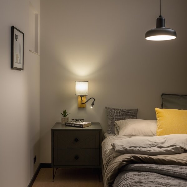 Brilagi - LED Аплик NUBILA WOOD 1xE27/25W/230V + LED/3W дъб/сив