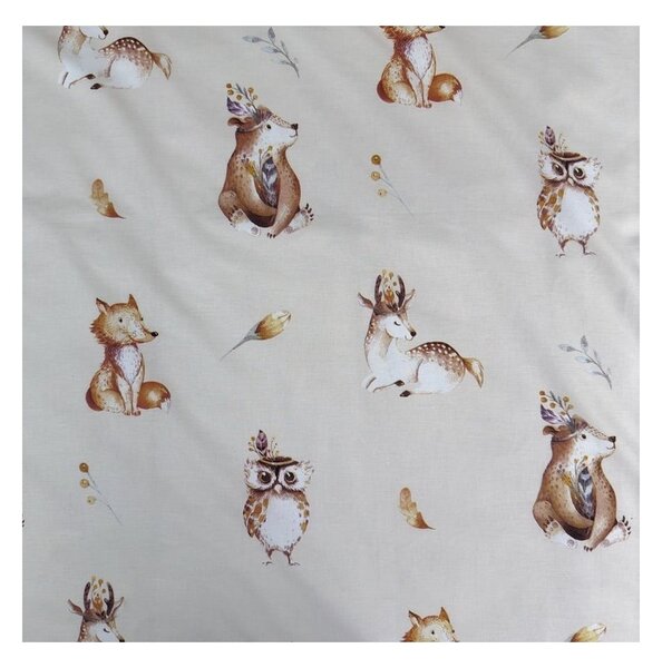 Бежово памучно детско спално бельо 100x135 cm Animals "Woodland" – Jerry Fabrics