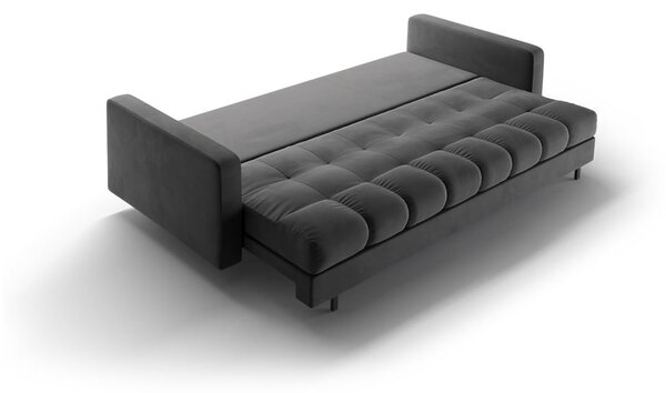 Тъмносив кадифен разтегателен диван с място за съхранение 222 cm Bali – Cosmopolitan Design
