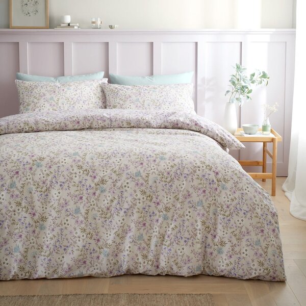 Двойно памучно спално бельо в цвят лавандула и бежово 200x200 cm Ditsy Floral – Bianca