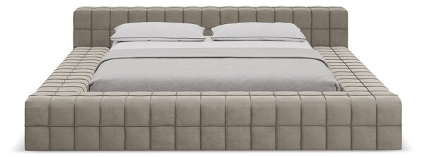Двойно легло кафяво-сиво тапицирано с включена подматрачна рамка 160x200 cm Akela – Makamii