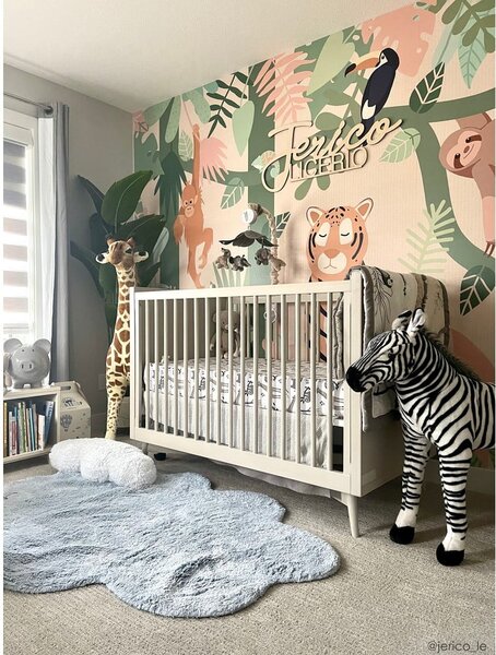 Светлосин ръчно изработен памучен детски килим подходящ за пране 110x170 cm Puffy Dream – Lorena Canals