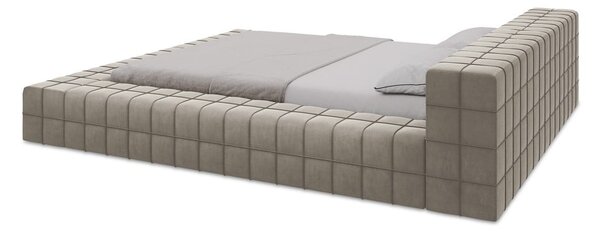 Двойно легло кафяво-сиво тапицирано с включена подматрачна рамка 160x200 cm Akela – Makamii